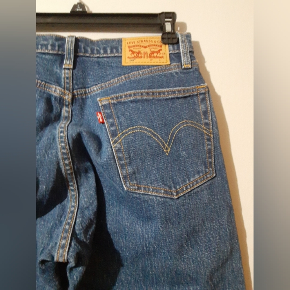 Levi's 501 Jeams Women's Crlppex Blue Straight Wide Size 27/26 Classic Denim - Picture 5 of 8